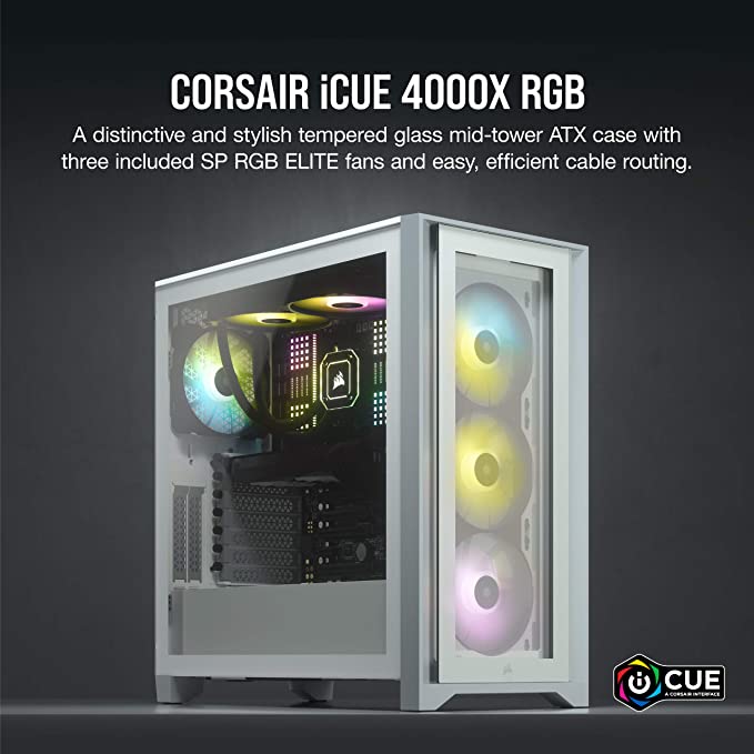 Corsair iCUE 4000X RGB Tempered Glass — White